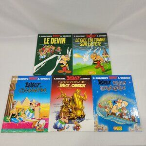 Asterix 5 Vintage Book Lot Goscinny Uderzo French Hardcover Cartoon Comics Set